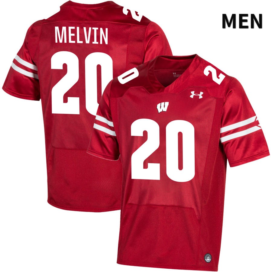 Wisconsin Badgers Men's #20 Semar Melvin NCAA Under Armour Authentic Red NIL 2022 College Stitched Football Jersey DB40T85MB